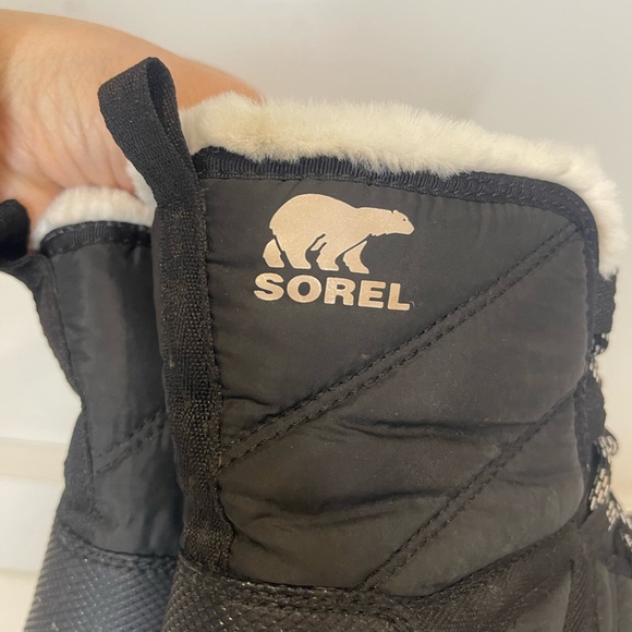 SOREL WHITNEY II white fur black WINTER BOOT waterproof toggle big girl sz 4 - Picture 6 of 15